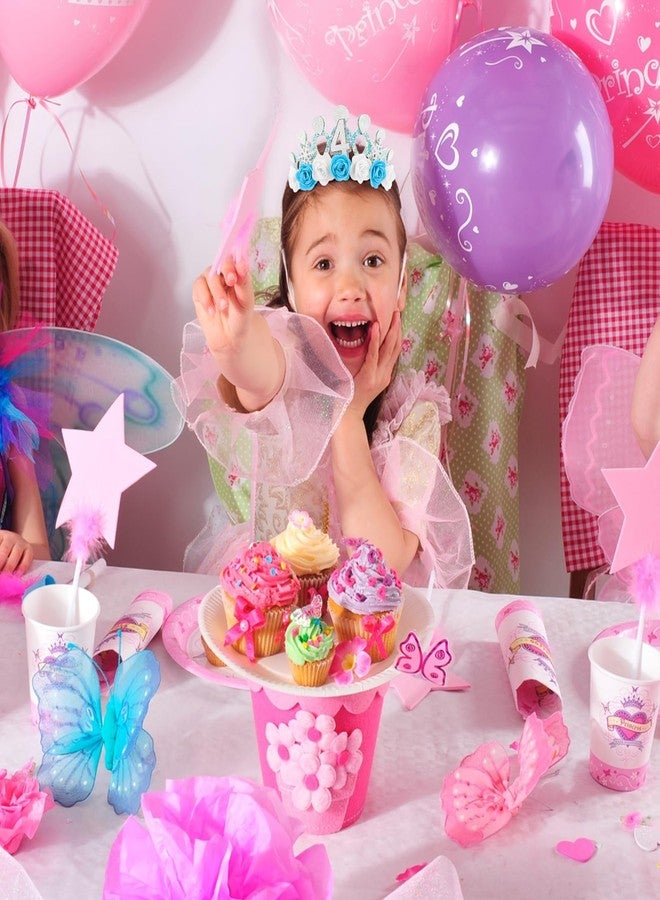 شاناكو هدايا عيد ميلاد شانكو لفتاة تبلغ من العمر 4 سنوات، زينة حفلة عيد ميلاد فروزن الرابع، طقم ملابس أميرة، تاج ووشاح، تاج زهور ثلجية لطيف، إكسسوارات رأس - Image 4